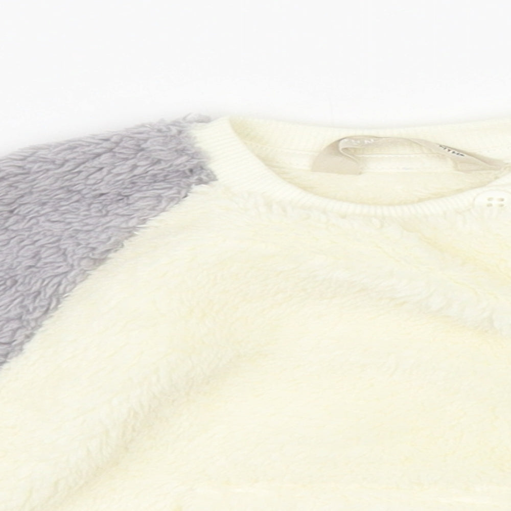 John Lewis Baby Ivory Colourblock Polyester Pullover Jumper Size 3-6 Months Button