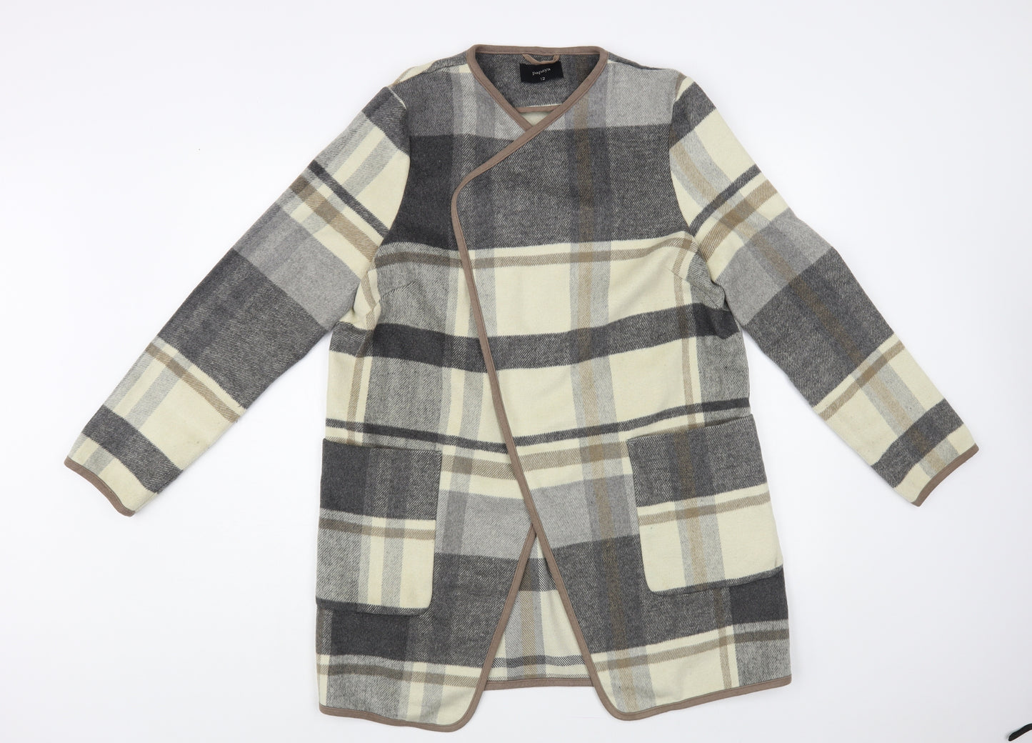 Papaya Womens Grey Plaid Jacket Size 12