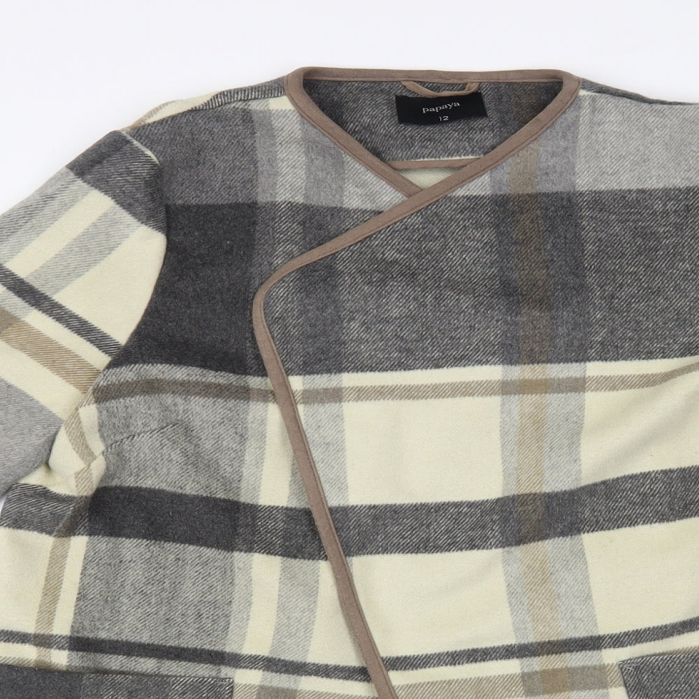 Papaya Womens Grey Plaid Jacket Size 12