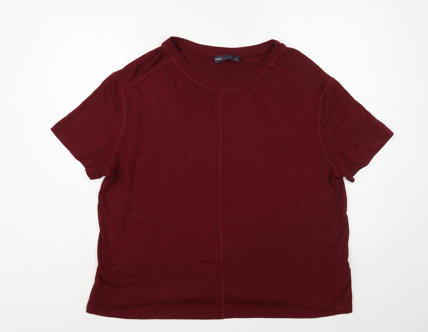 Marks and Spencer Womens Red Boat Neck Viscose Pullover Jumper Size L