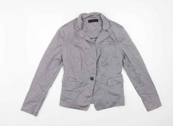 New Look Womens Grey Jacket Blazer Size 12 Button