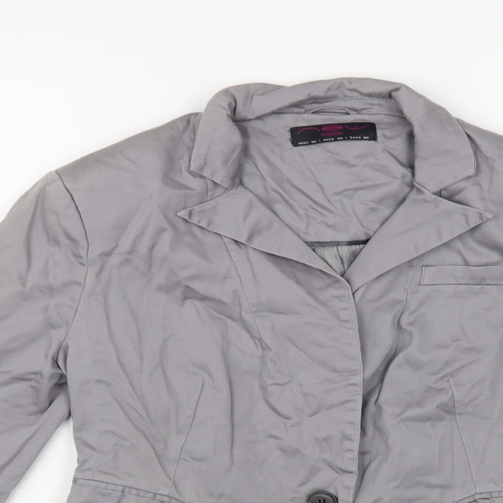 New Look Womens Grey Jacket Blazer Size 12 Button