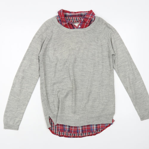 Matalan Womens Grey Collared Acrylic Pullover Jumper Size 8
