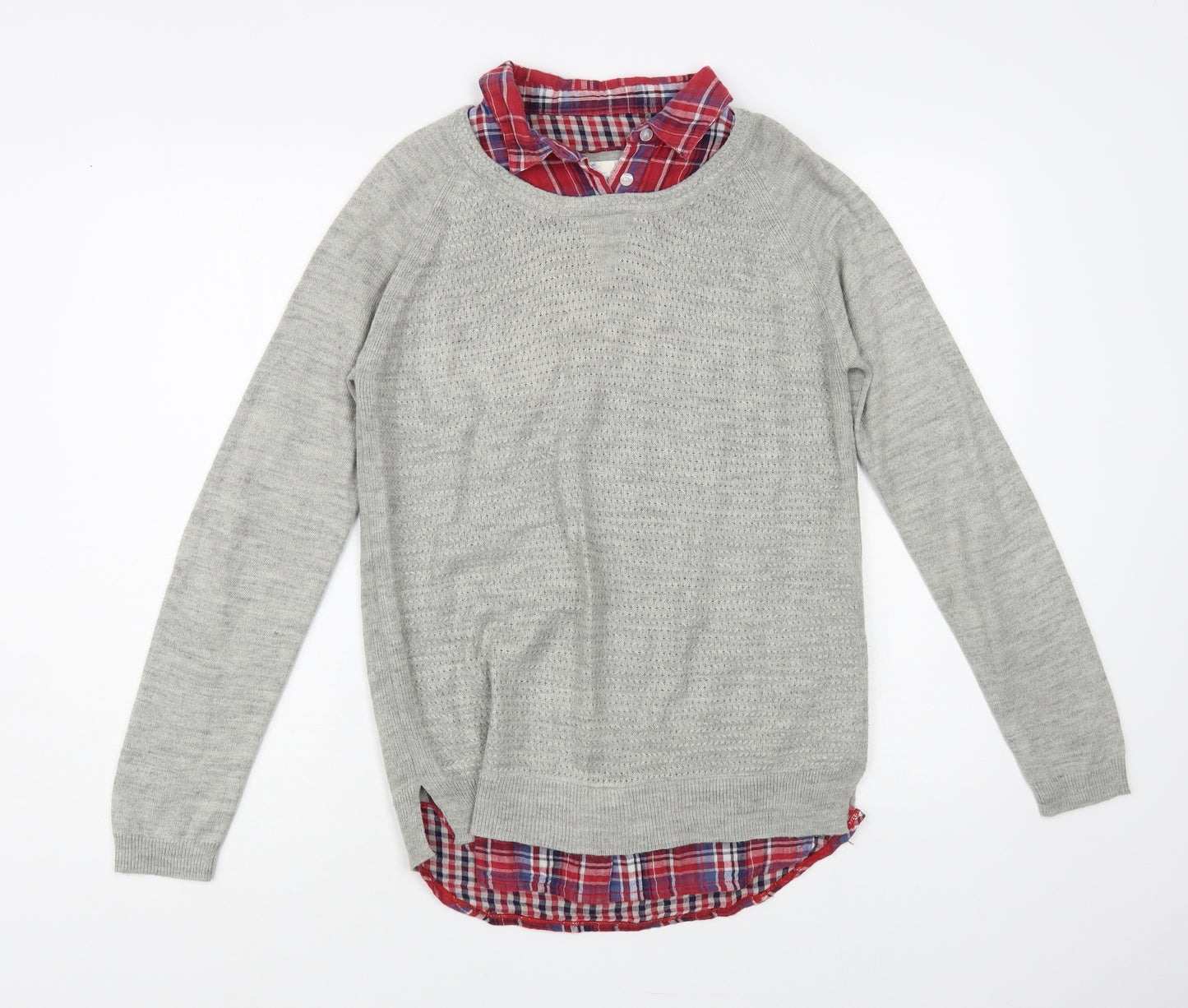 Matalan Womens Grey Collared Acrylic Pullover Jumper Size 8