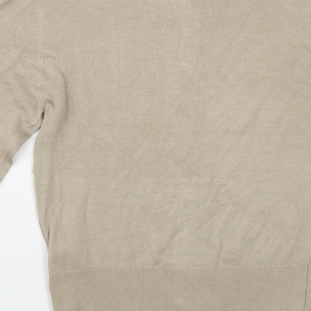 Primark Womens Beige Crew Neck Viscose Cardigan Jumper Size 2XS