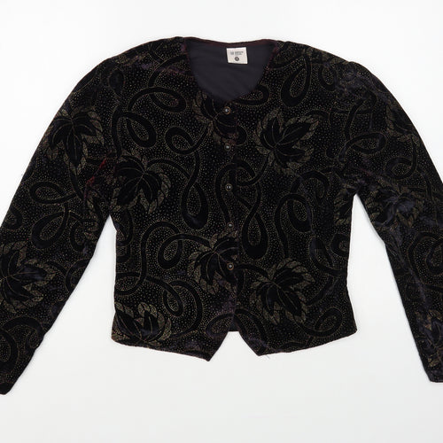 Preworn Womens Blue Floral Jacket Blazer Size 10 Button