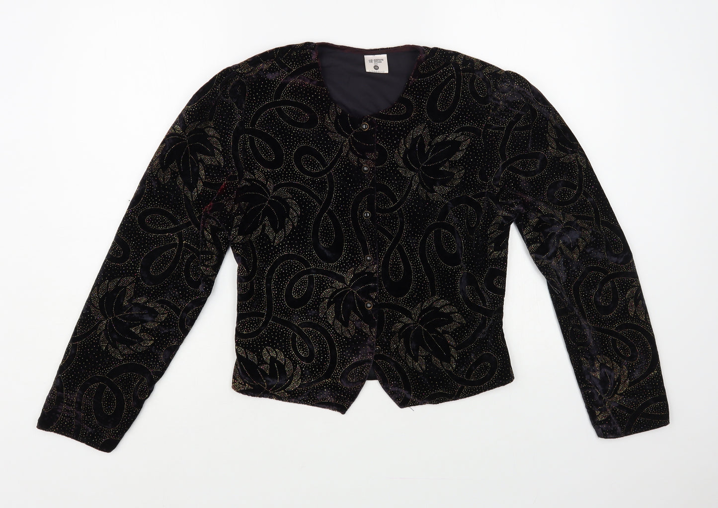 Preworn Womens Blue Floral Jacket Blazer Size 10 Button