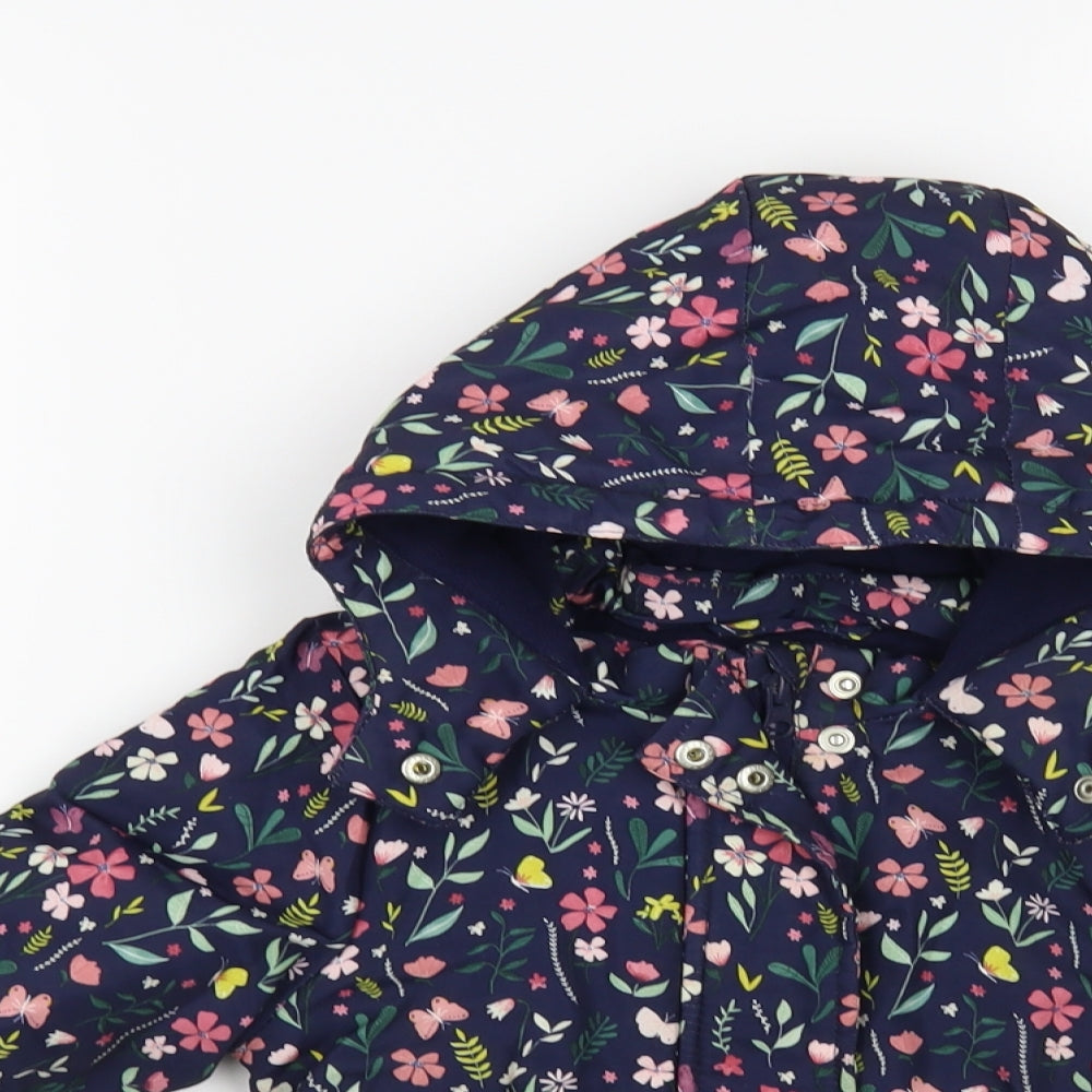Primark Girls Blue Floral Basic Jacket Jacket Size 2-3 Years Zip