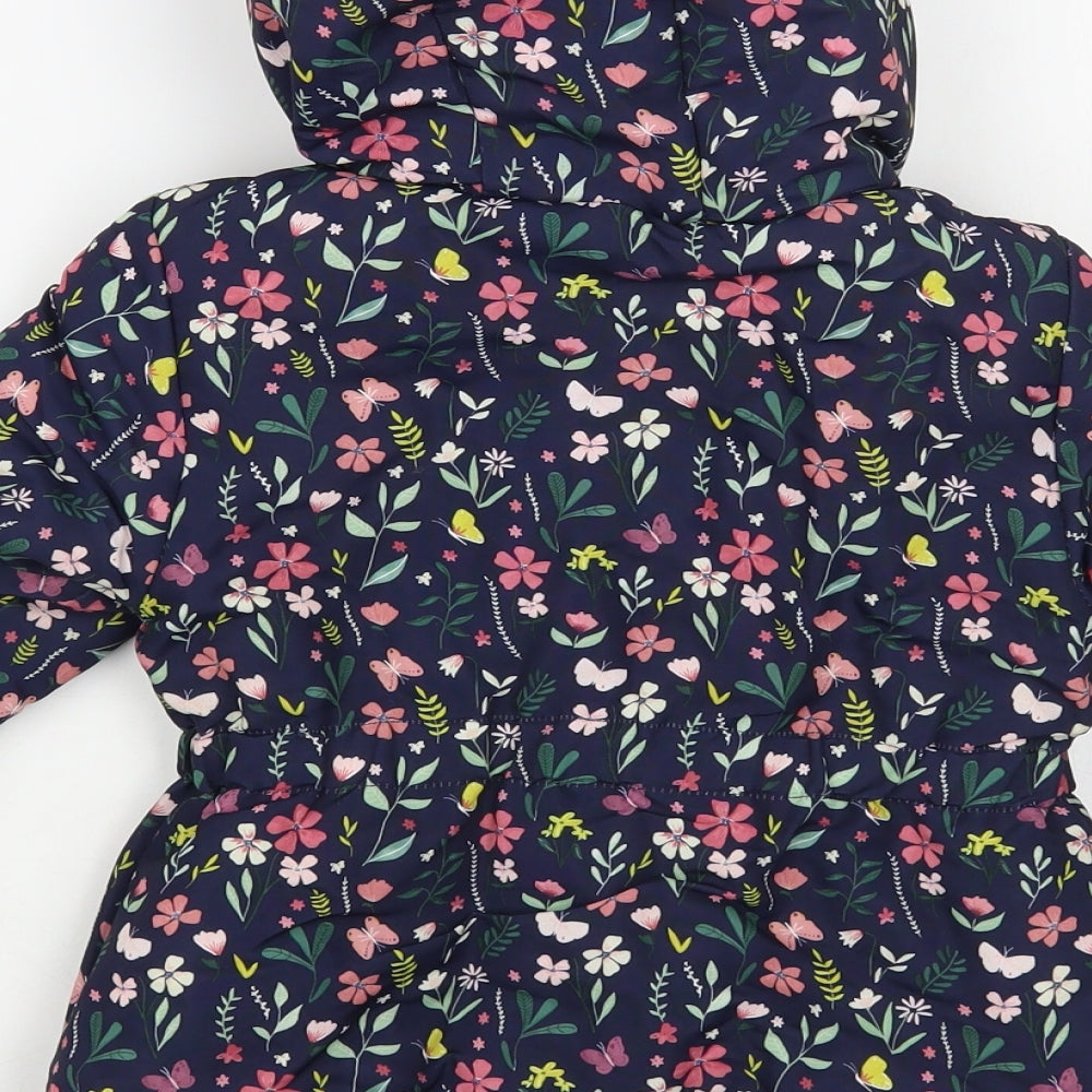 Primark Girls Blue Floral Basic Jacket Jacket Size 2-3 Years Zip
