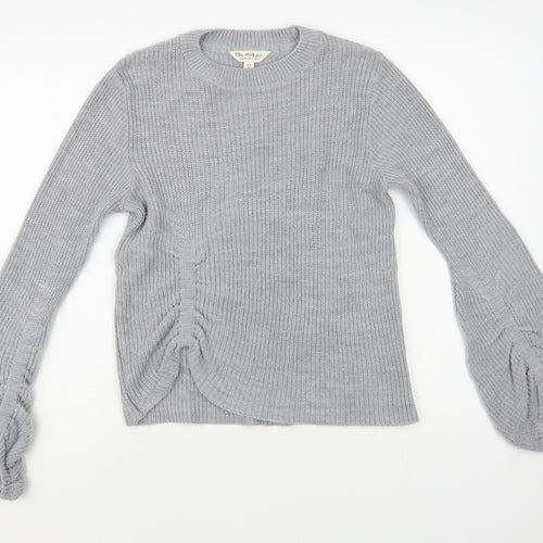 Miss Selfridge Womens Grey Crew Neck Acrylic Pullover Jumper Size 8