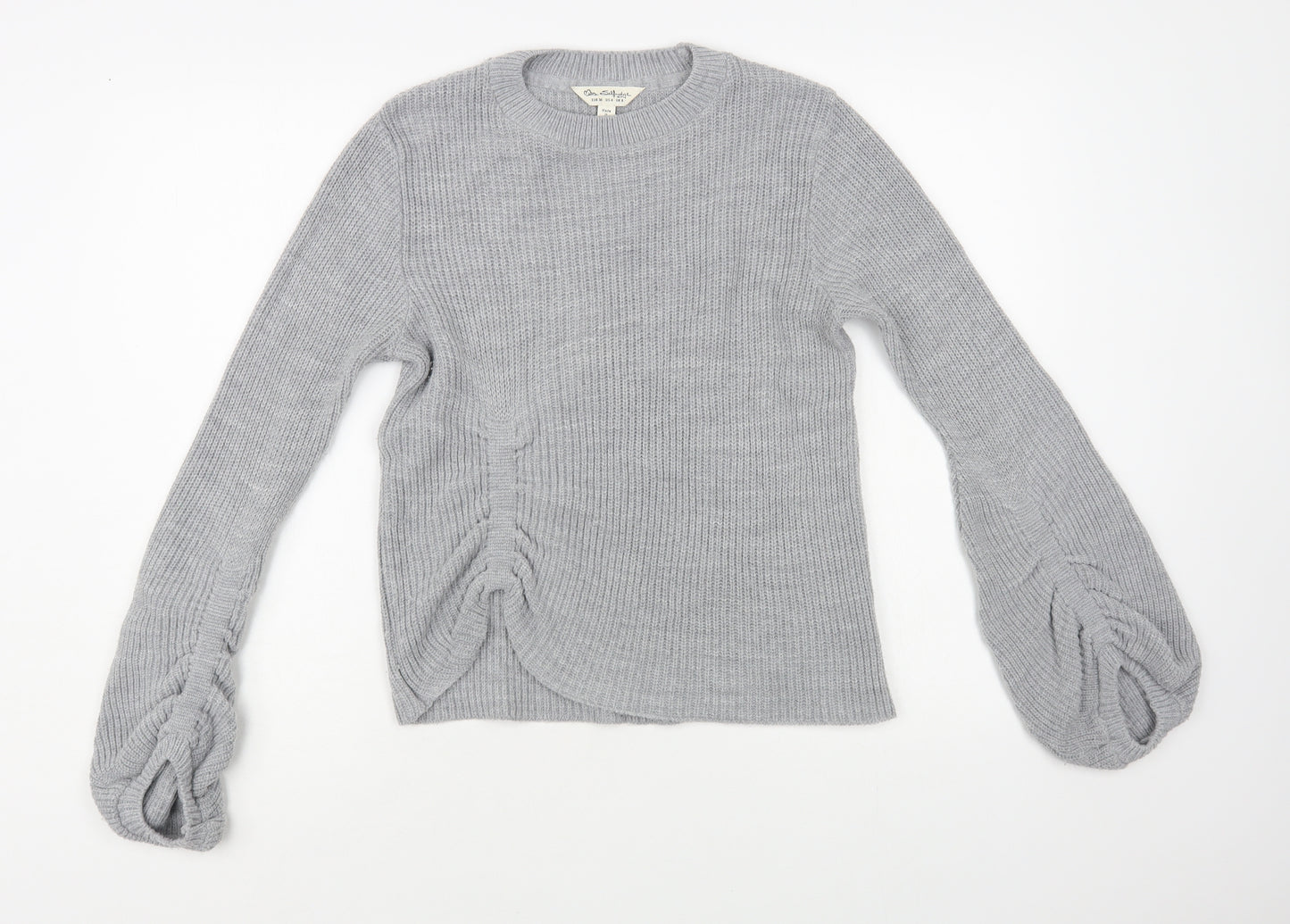 Miss Selfridge Womens Grey Crew Neck Acrylic Pullover Jumper Size 8