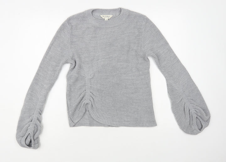 Miss Selfridge Womens Grey Crew Neck Acrylic Pullover Jumper Size 8