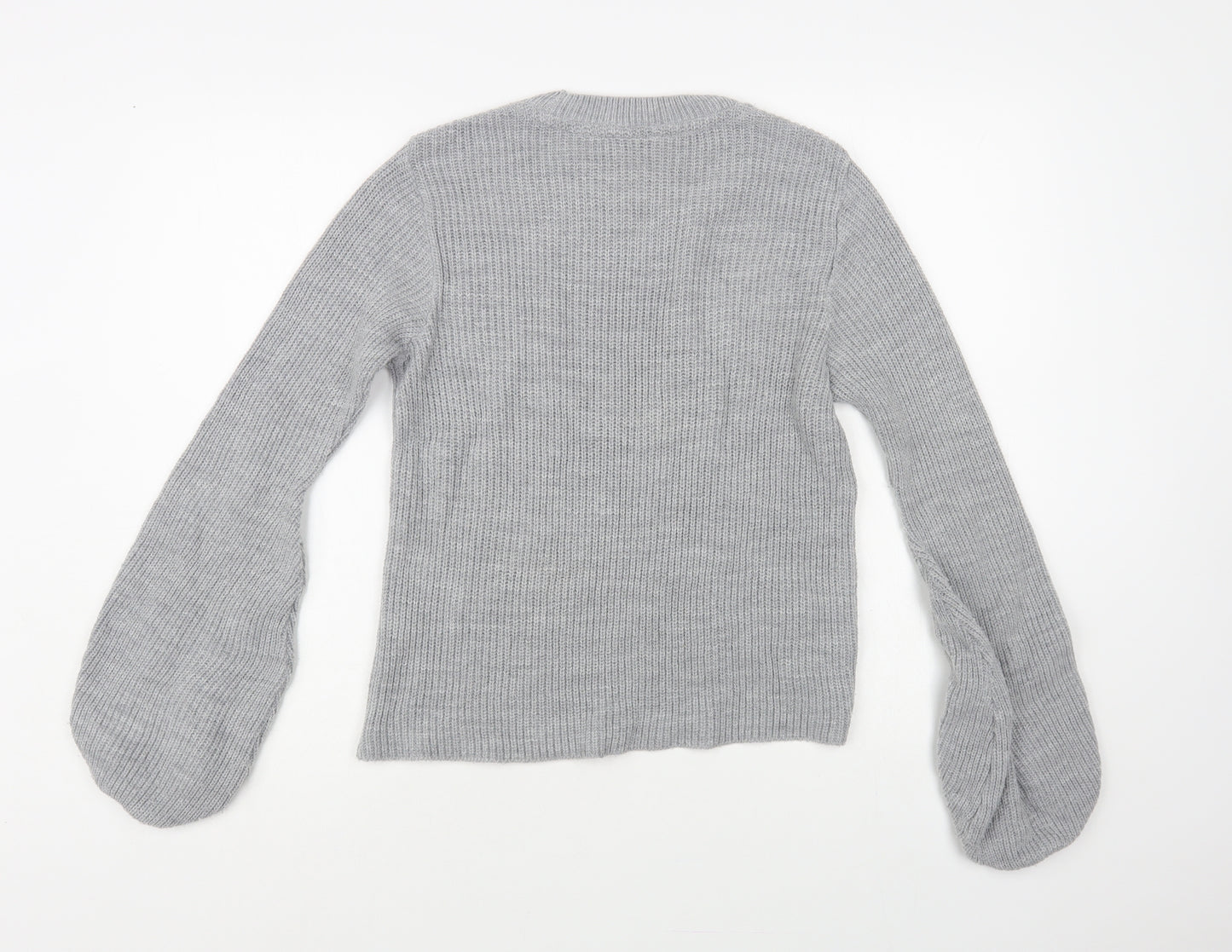 Miss Selfridge Womens Grey Crew Neck Acrylic Pullover Jumper Size 8
