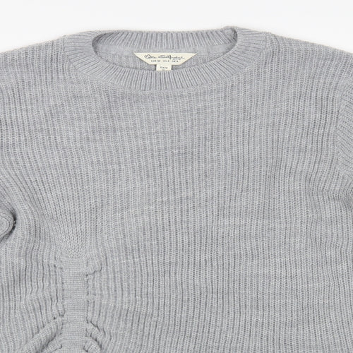 Miss Selfridge Womens Grey Crew Neck Acrylic Pullover Jumper Size 8