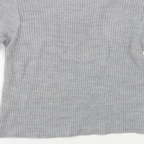 Miss Selfridge Womens Grey Crew Neck Acrylic Pullover Jumper Size 8