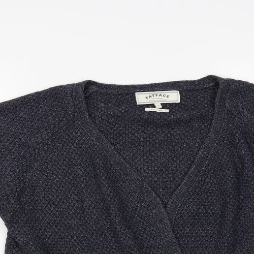 Fat Face Womens Grey V-Neck Acrylic Cardigan Jumper Size 12