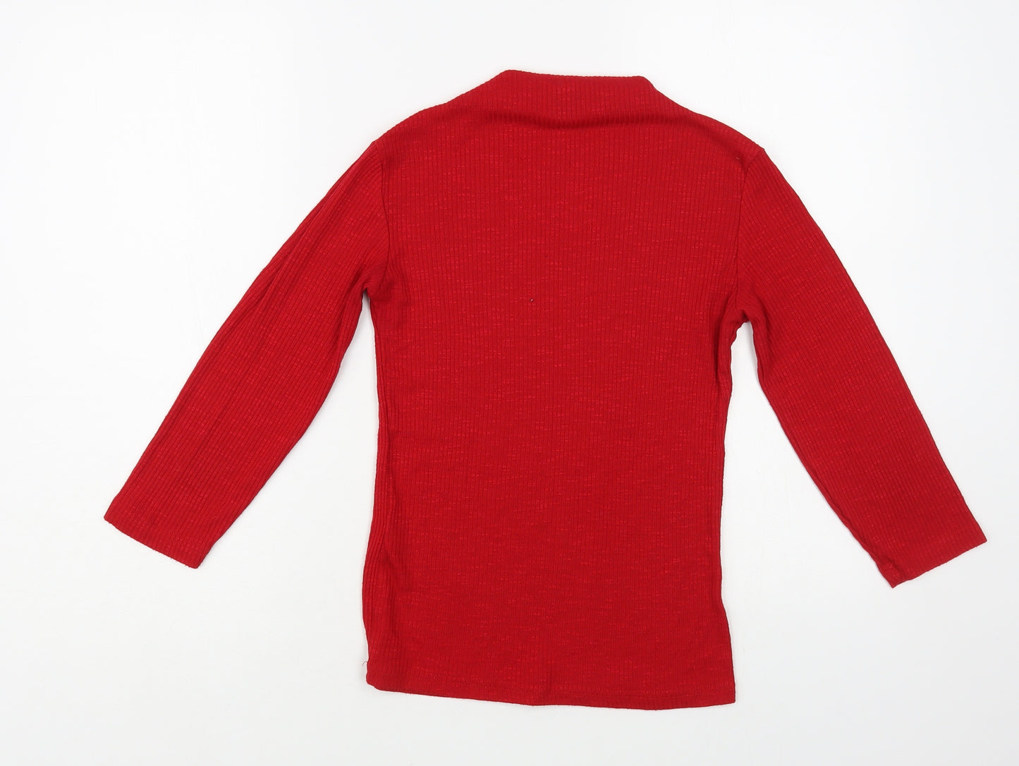 Stradivarius Womens Red Mock Neck Viscose Pullover Jumper Size S