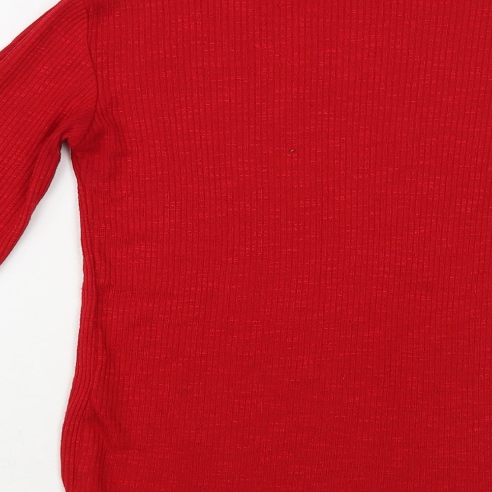 Stradivarius Womens Red Mock Neck Viscose Pullover Jumper Size S