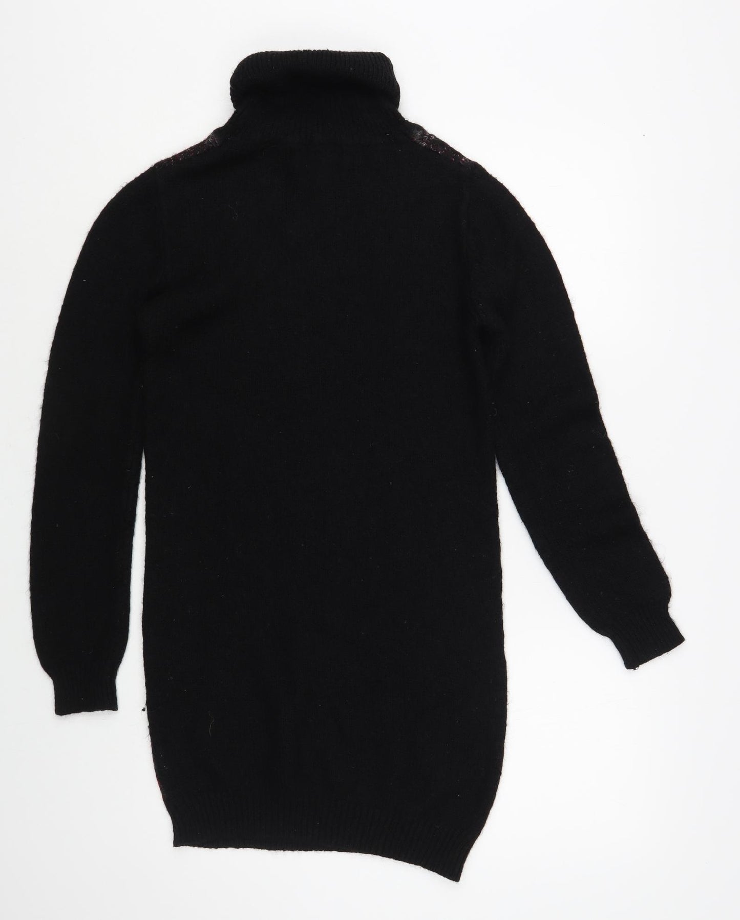 Papaya Womens Black Roll Neck Plaid Acrylic Tunic Jumper Size S