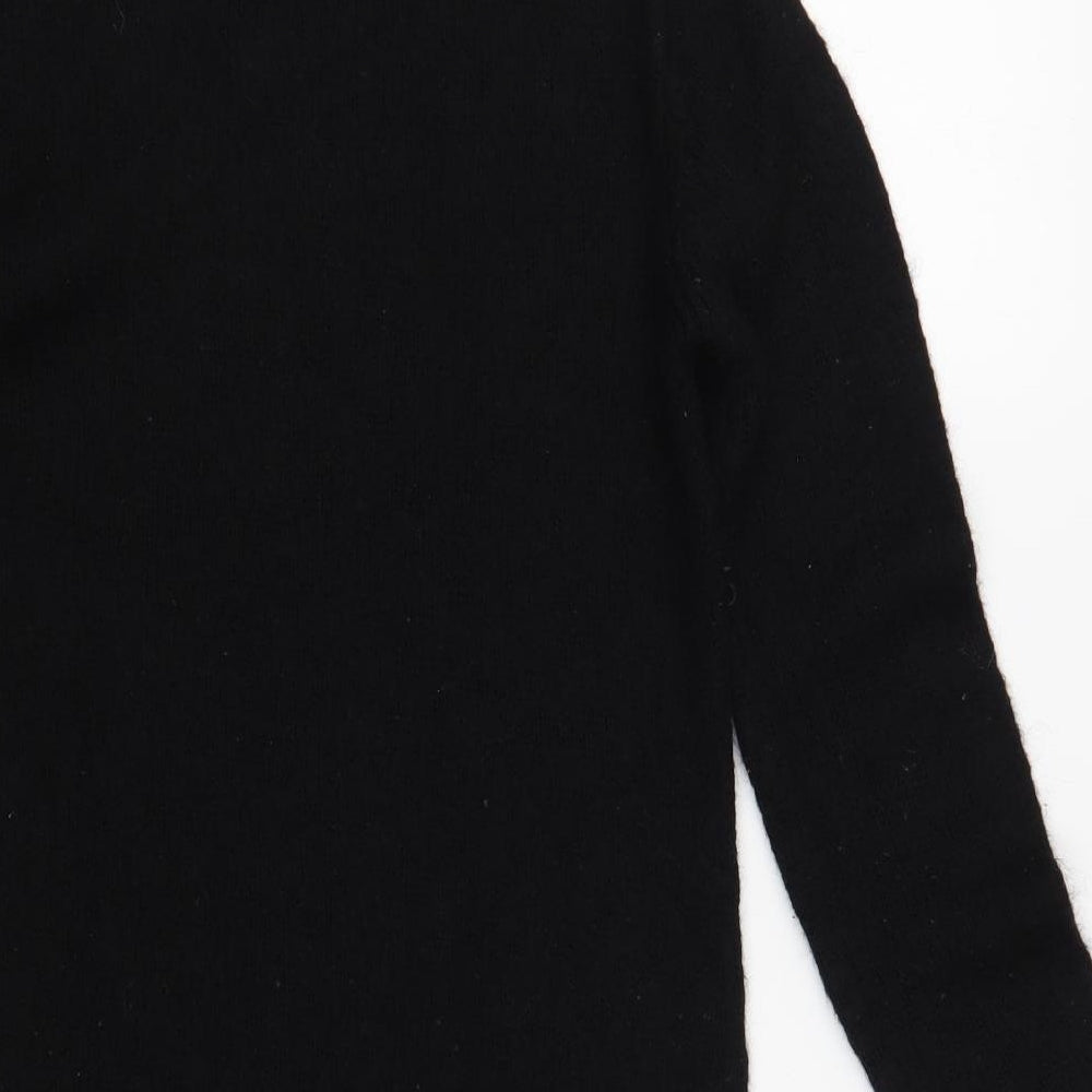 Papaya Womens Black Roll Neck Plaid Acrylic Tunic Jumper Size S