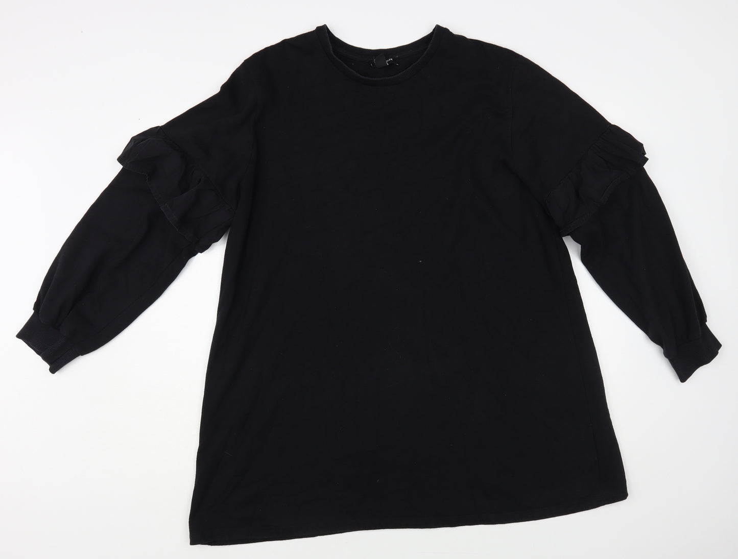New Look Womens Black Cotton Tunic Sweatshirt Size 18 Pullover