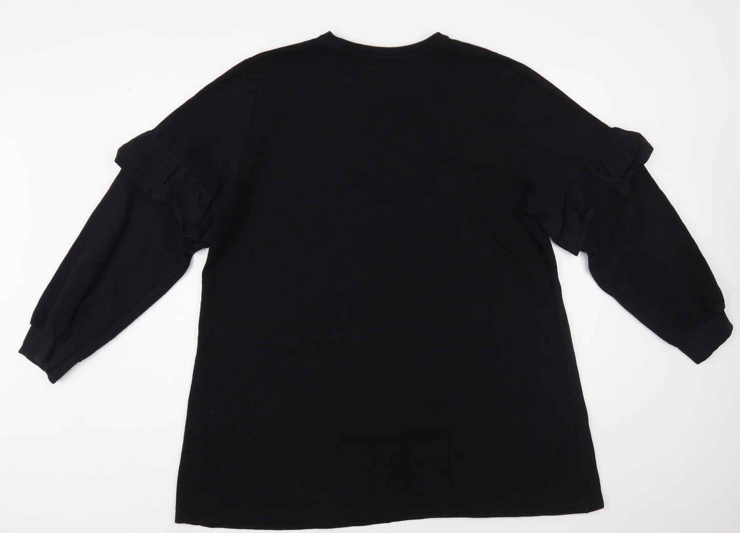 New Look Womens Black Cotton Tunic Sweatshirt Size 18 Pullover