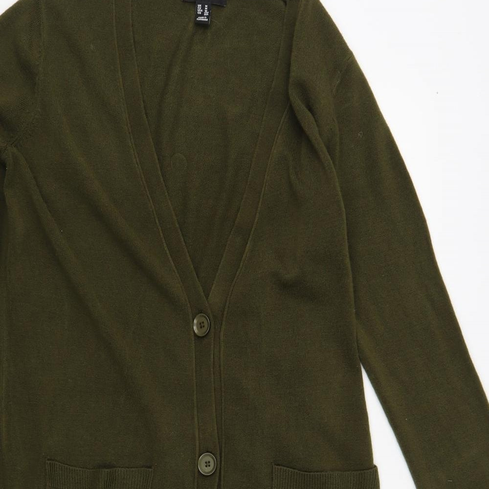New Look Womens Green V-Neck Acrylic Cardigan Jumper Size M