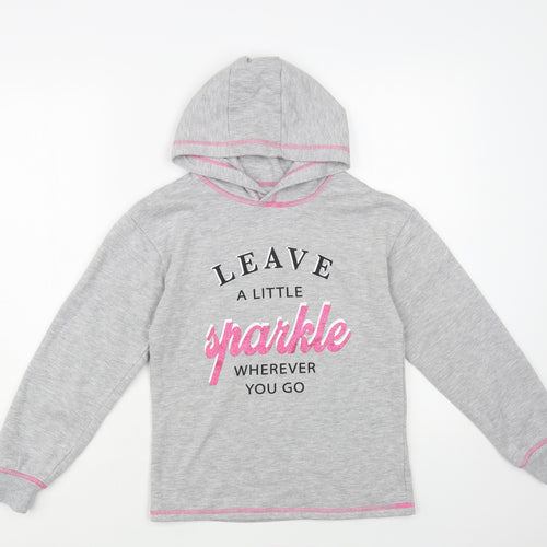Studio Retail Girls Grey Cotton Pullover Hoodie Size 10-11 Years Pullover - Leave a little sparkle wherever you go