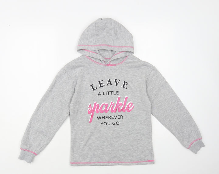 Studio Retail Girls Grey Cotton Pullover Hoodie Size 10-11 Years Pullover - Leave a little sparkle wherever you go