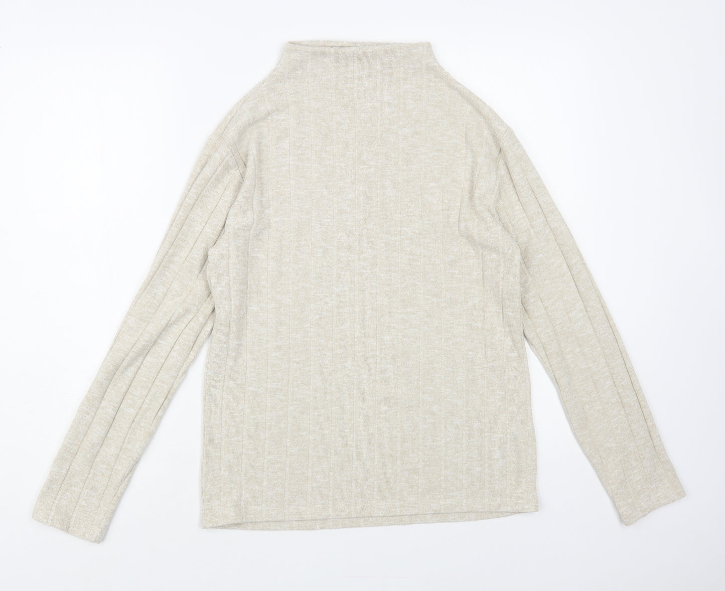 Marks and Spencer Womens Beige Mock Neck Viscose Pullover Jumper Size 10