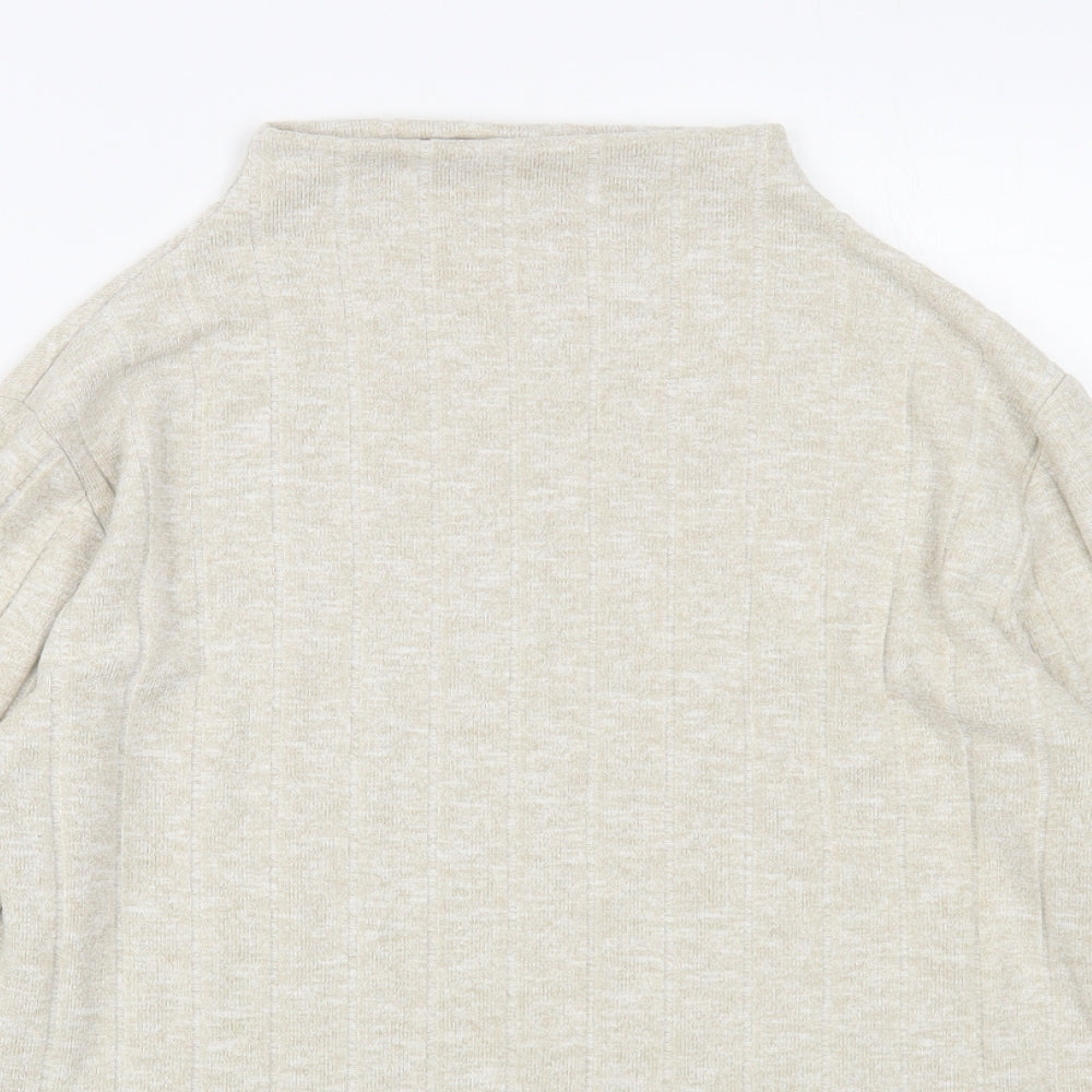 Marks and Spencer Womens Beige Mock Neck Viscose Pullover Jumper Size 10