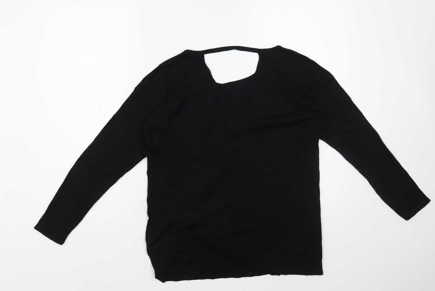 F&F Womens Black Boat Neck Viscose Pullover Jumper Size 10