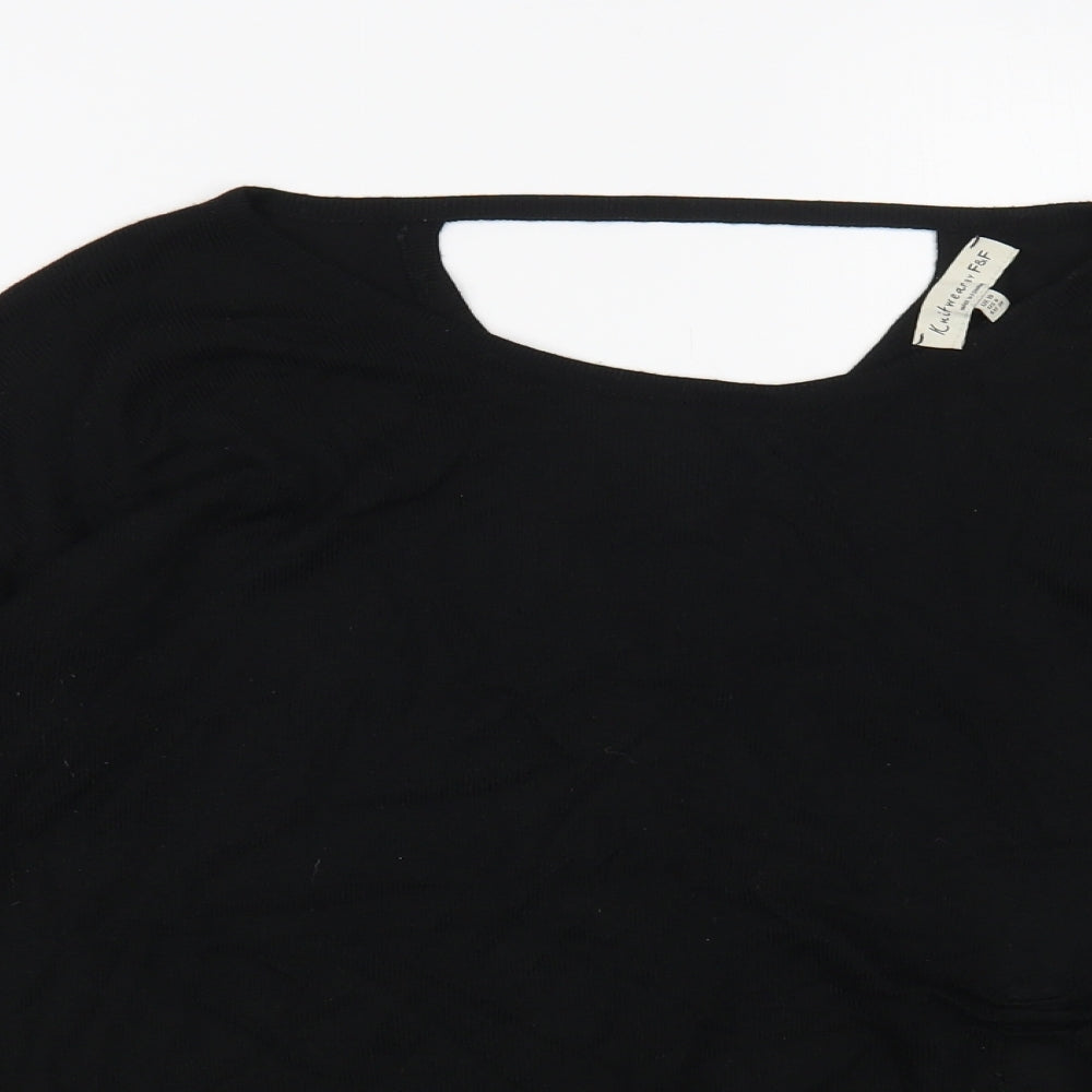 F&F Womens Black Boat Neck Viscose Pullover Jumper Size 10