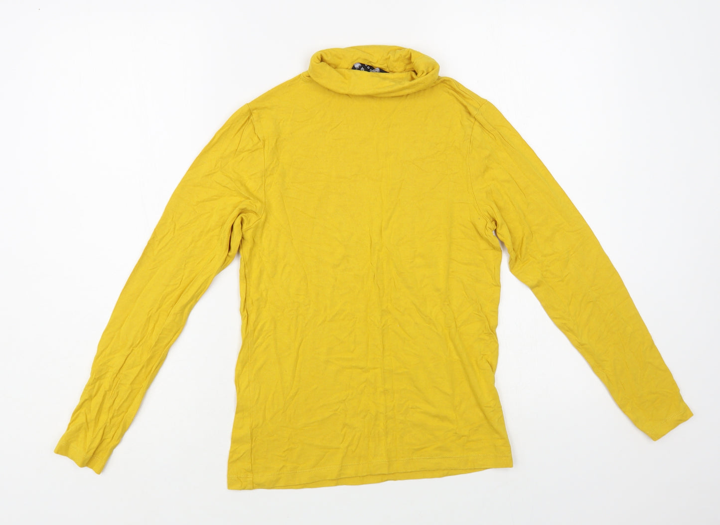 Peacocks Womens Yellow Viscose Basic T-Shirt Size 10 Roll Neck