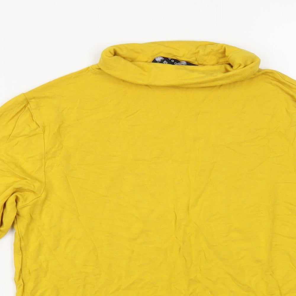 Peacocks Womens Yellow Viscose Basic T-Shirt Size 10 Roll Neck