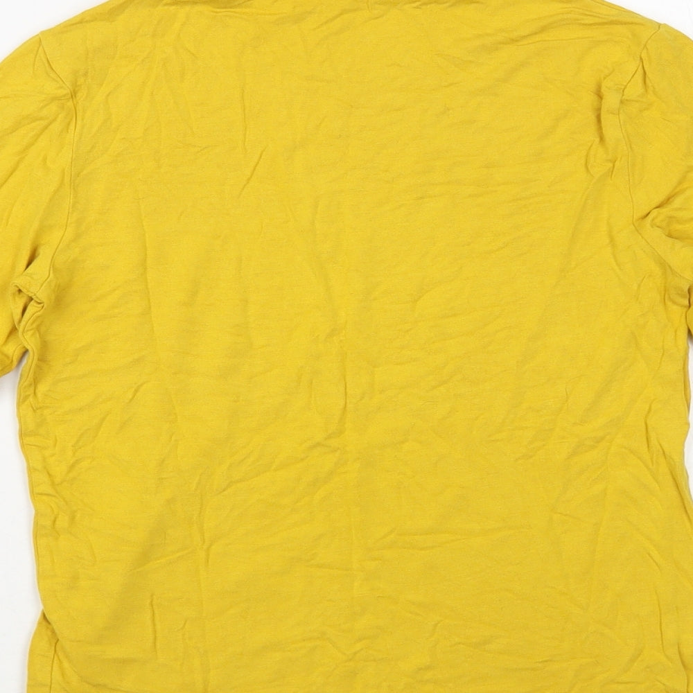 Peacocks Womens Yellow Viscose Basic T-Shirt Size 10 Roll Neck