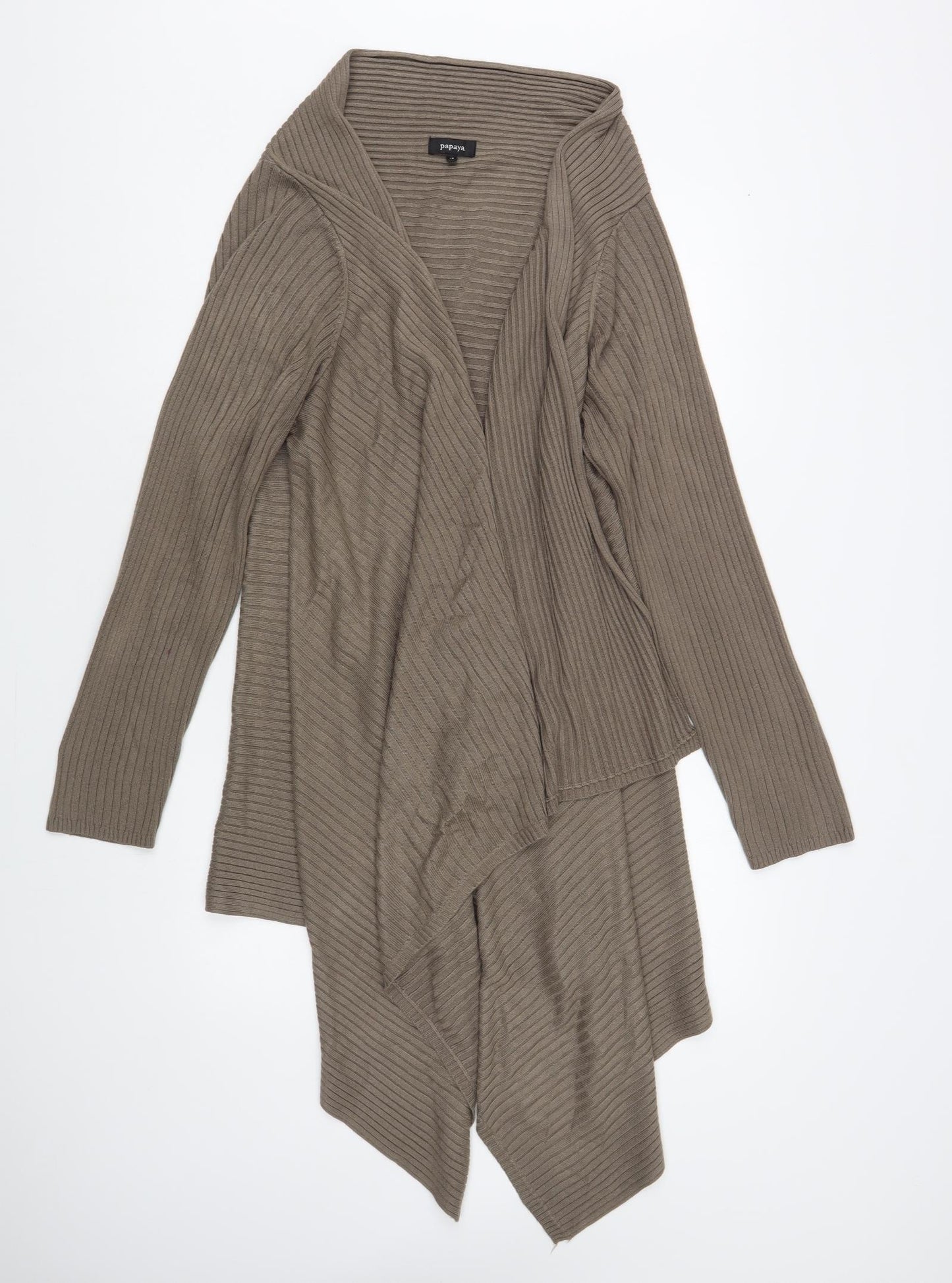 Papaya Womens Brown V-Neck Acrylic Cardigan Jumper Size 18