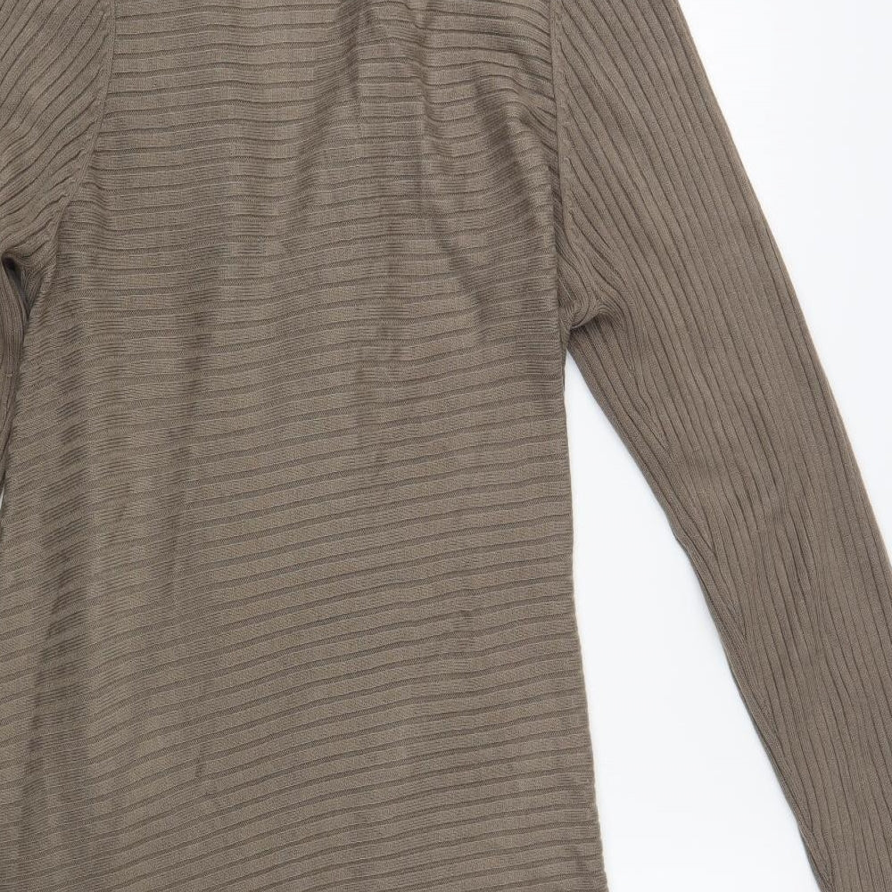 Papaya Womens Brown V-Neck Acrylic Cardigan Jumper Size 18