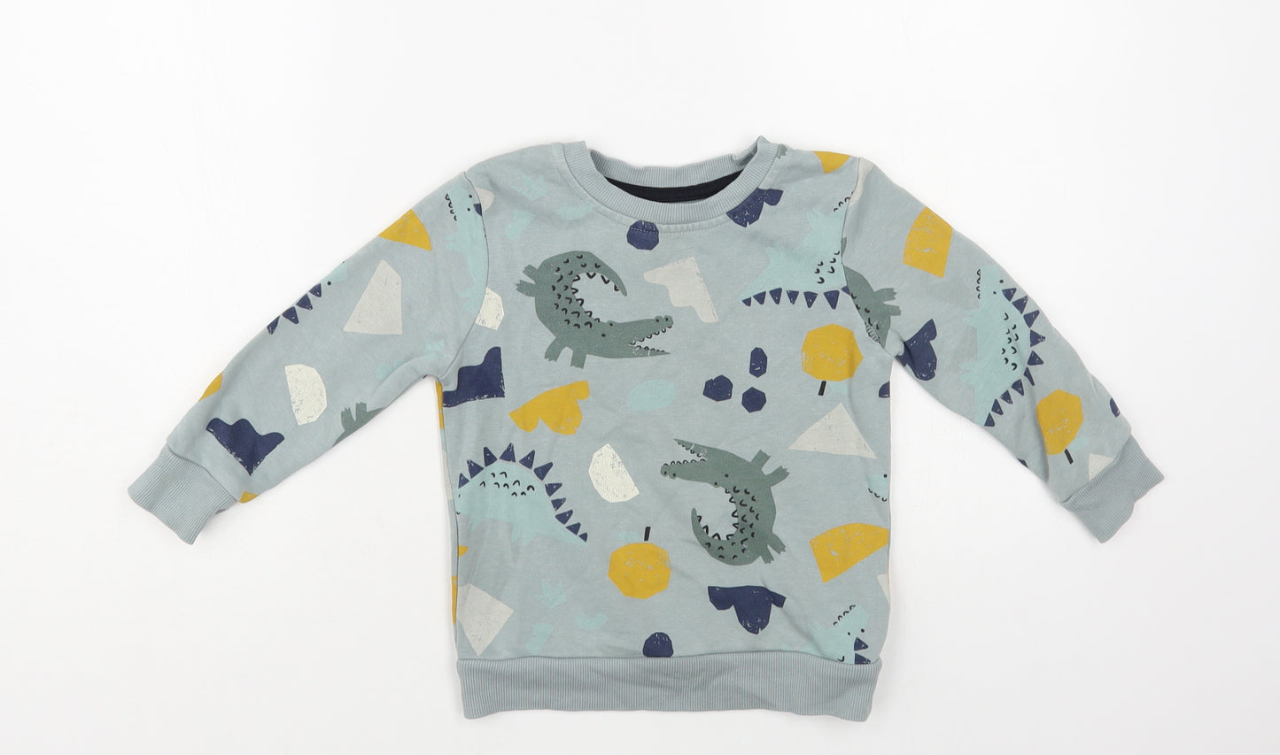 George Boys Green Geometric Cotton Pullover Sweatshirt Size 2-3 Years Pullover - Crocodile Print