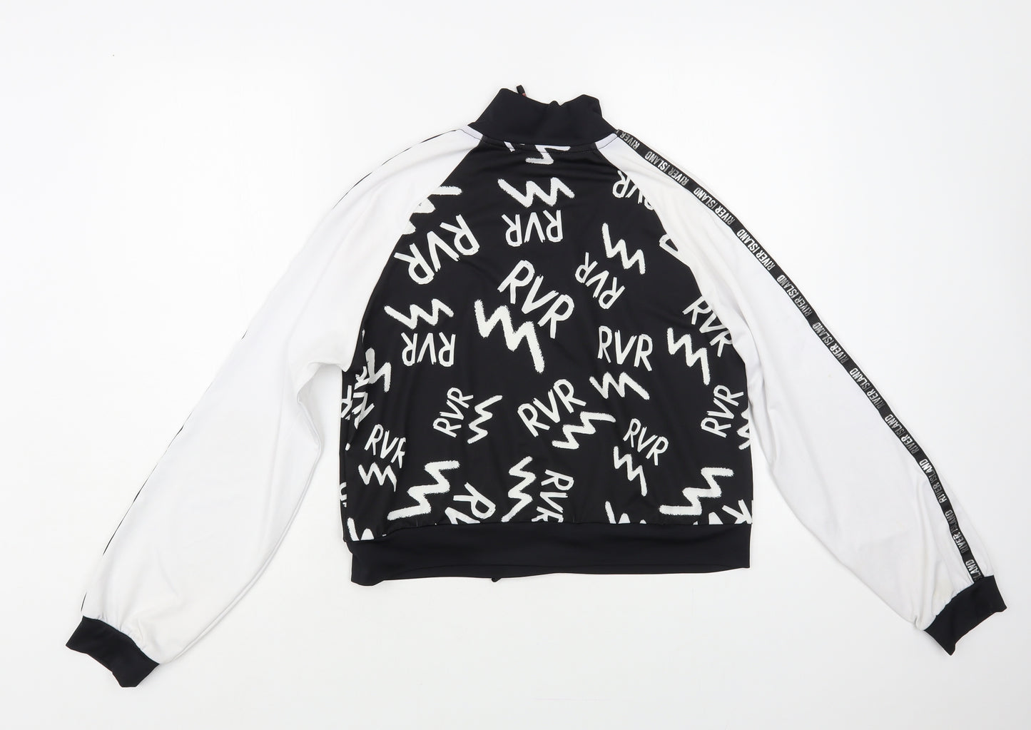 River Island Girls Black Colourblock Polyester Pullover Sweatshirt Size 13-14 Years Zip