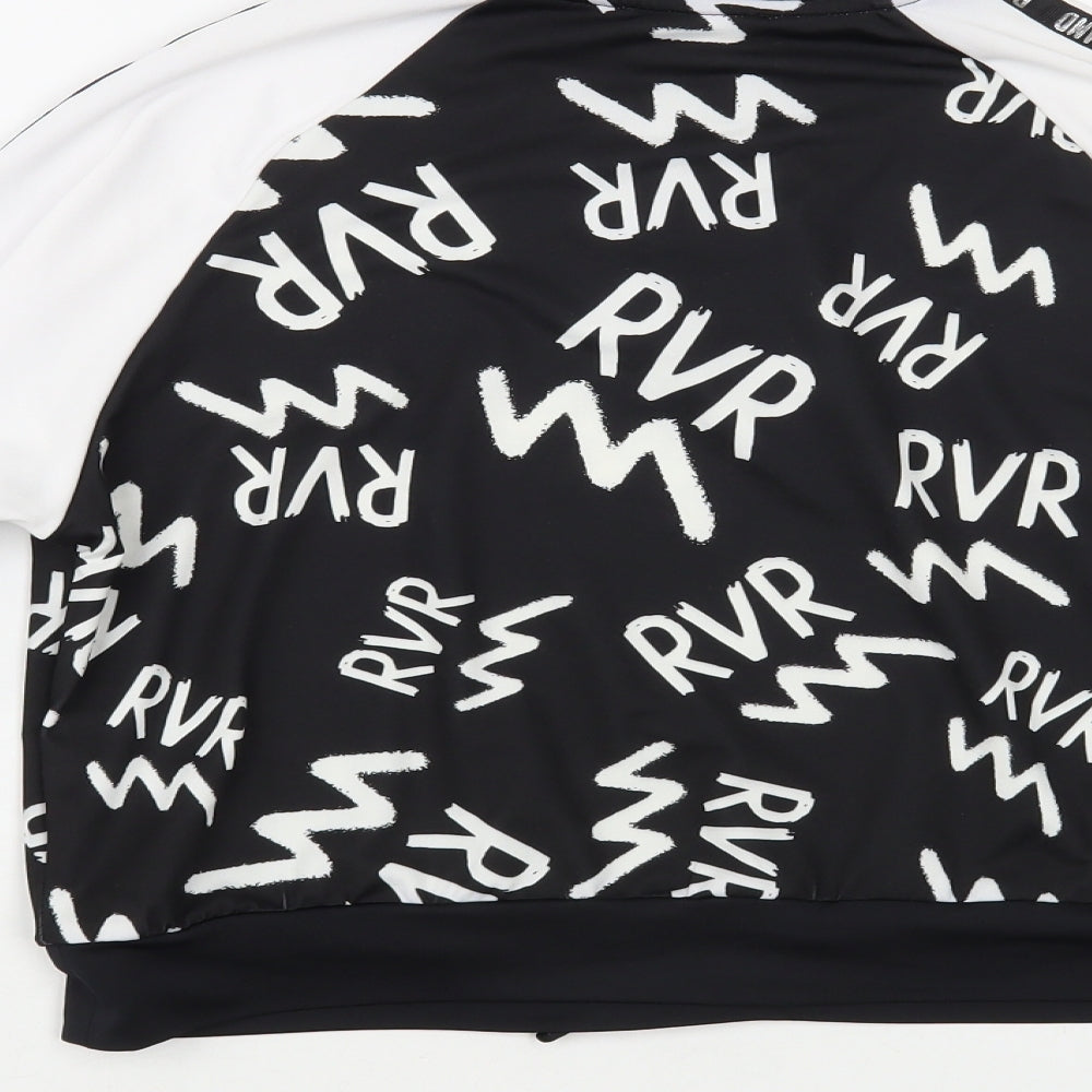 River Island Girls Black Colourblock Polyester Pullover Sweatshirt Size 13-14 Years Zip