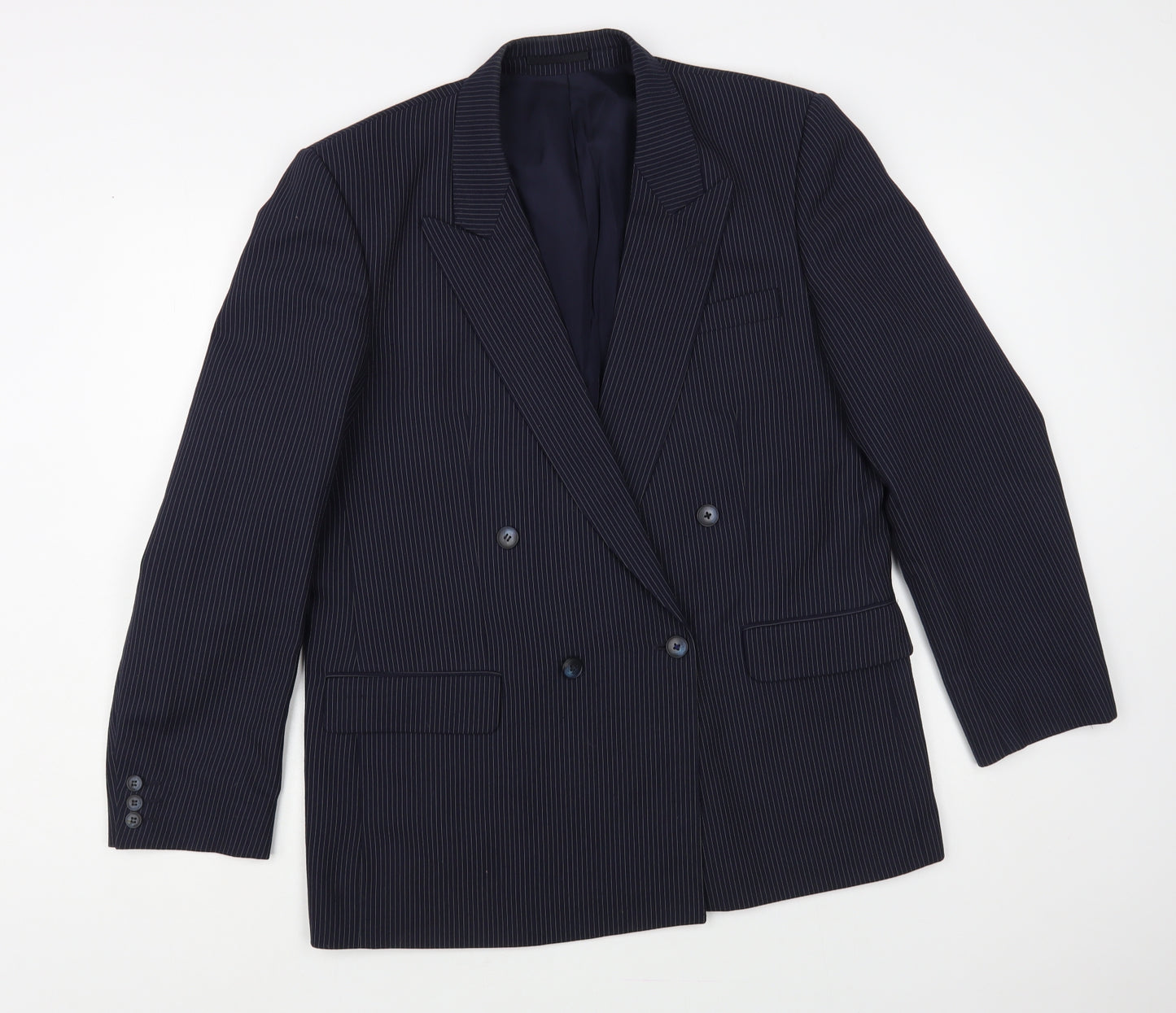 Ricardo Mens Blue Striped Jacket Blazer Size 40 Button