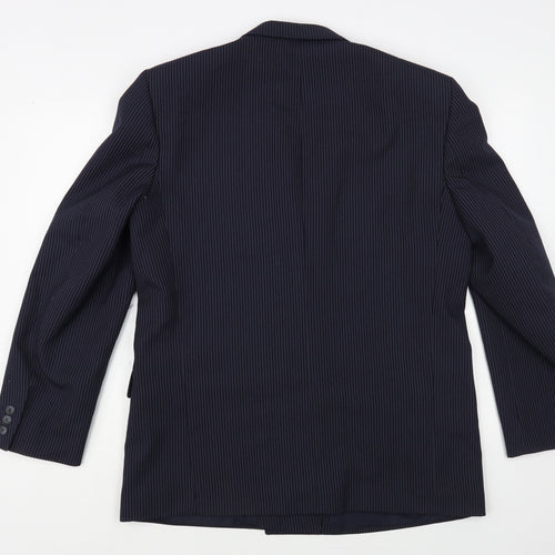 Ricardo Mens Blue Striped Jacket Blazer Size 40 Button