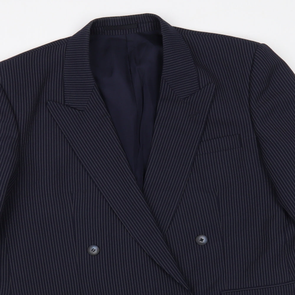 Ricardo Mens Blue Striped Jacket Blazer Size 40 Button