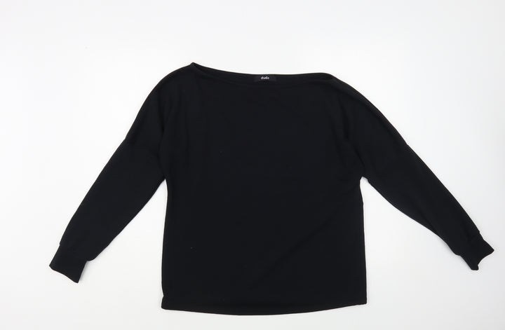 Studio Womens Black Polyester Basic Blouse Size 8 Boat Neck
