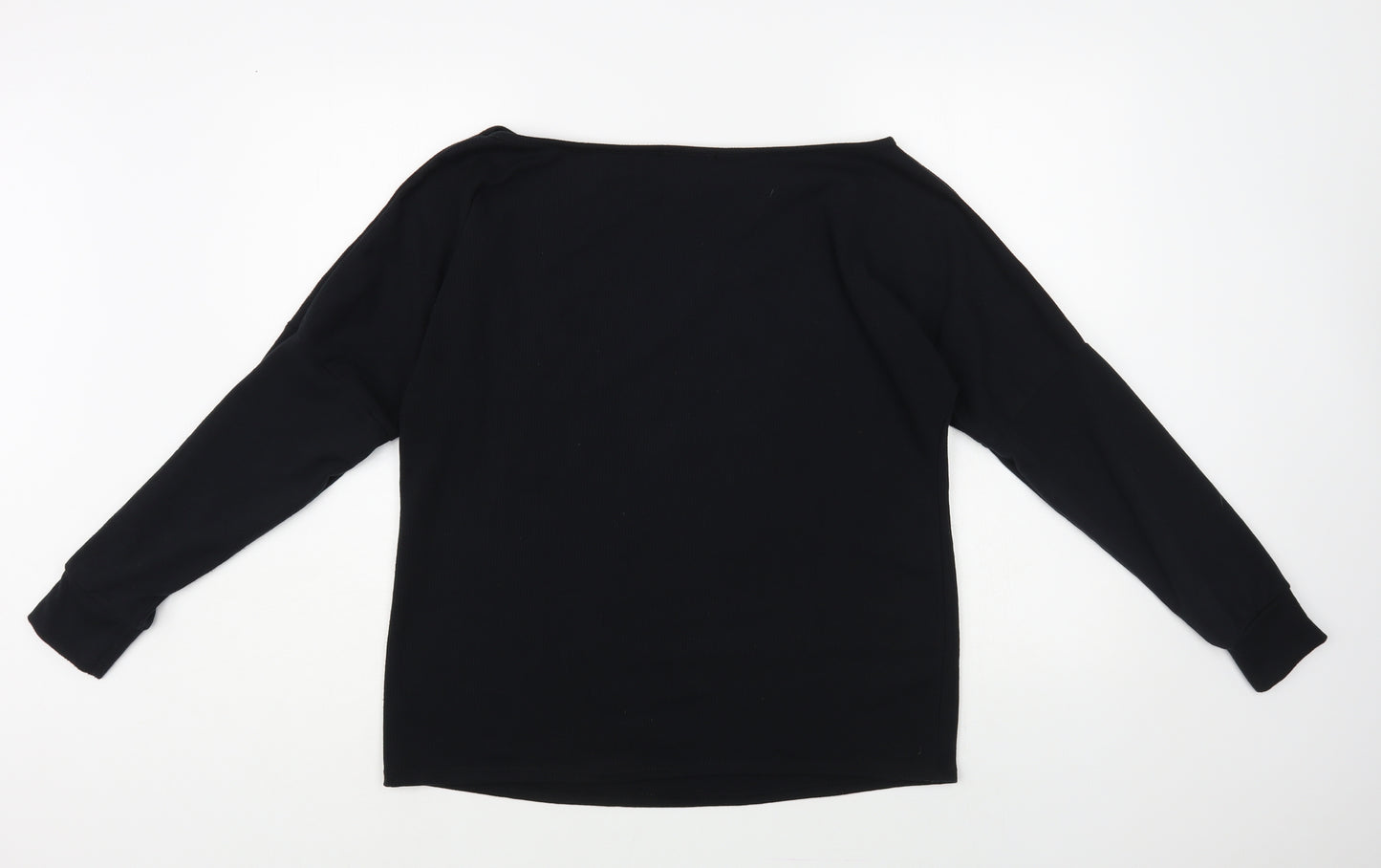 Studio Womens Black Polyester Basic Blouse Size 8 Boat Neck