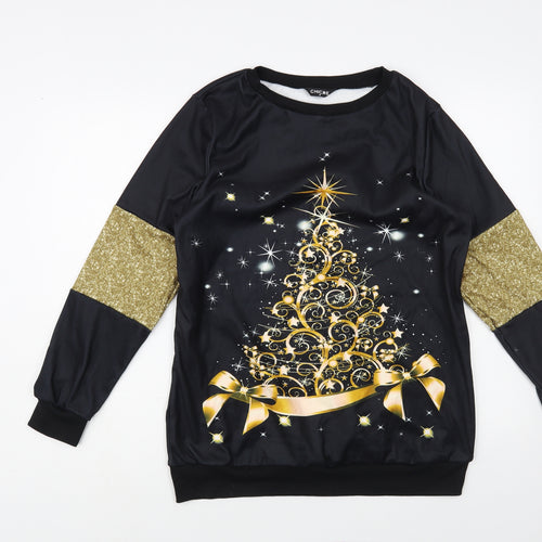ChicMe Womens Black Polyester Pullover Sweatshirt Size M Pullover - Christmas