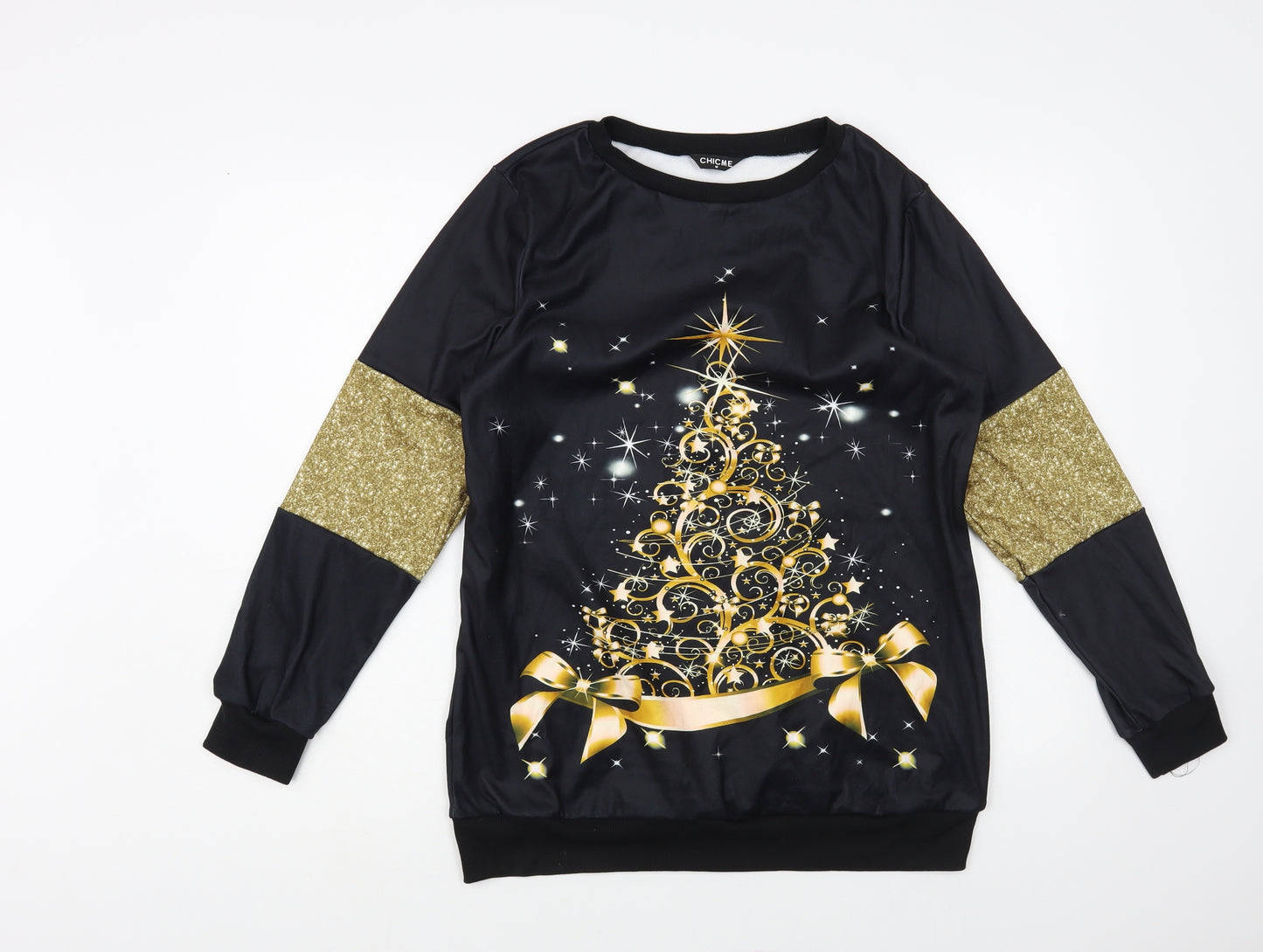 ChicMe Womens Black Polyester Pullover Sweatshirt Size M Pullover - Christmas