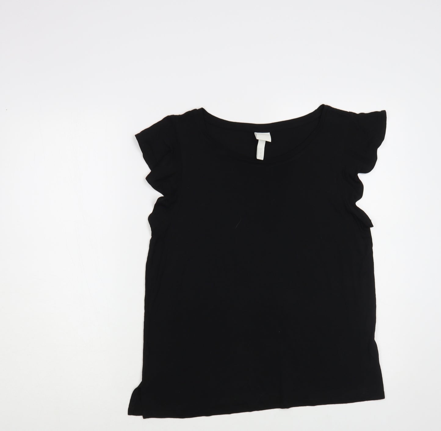 H&M Womens Black Viscose Basic T-Shirt Size M Boat Neck