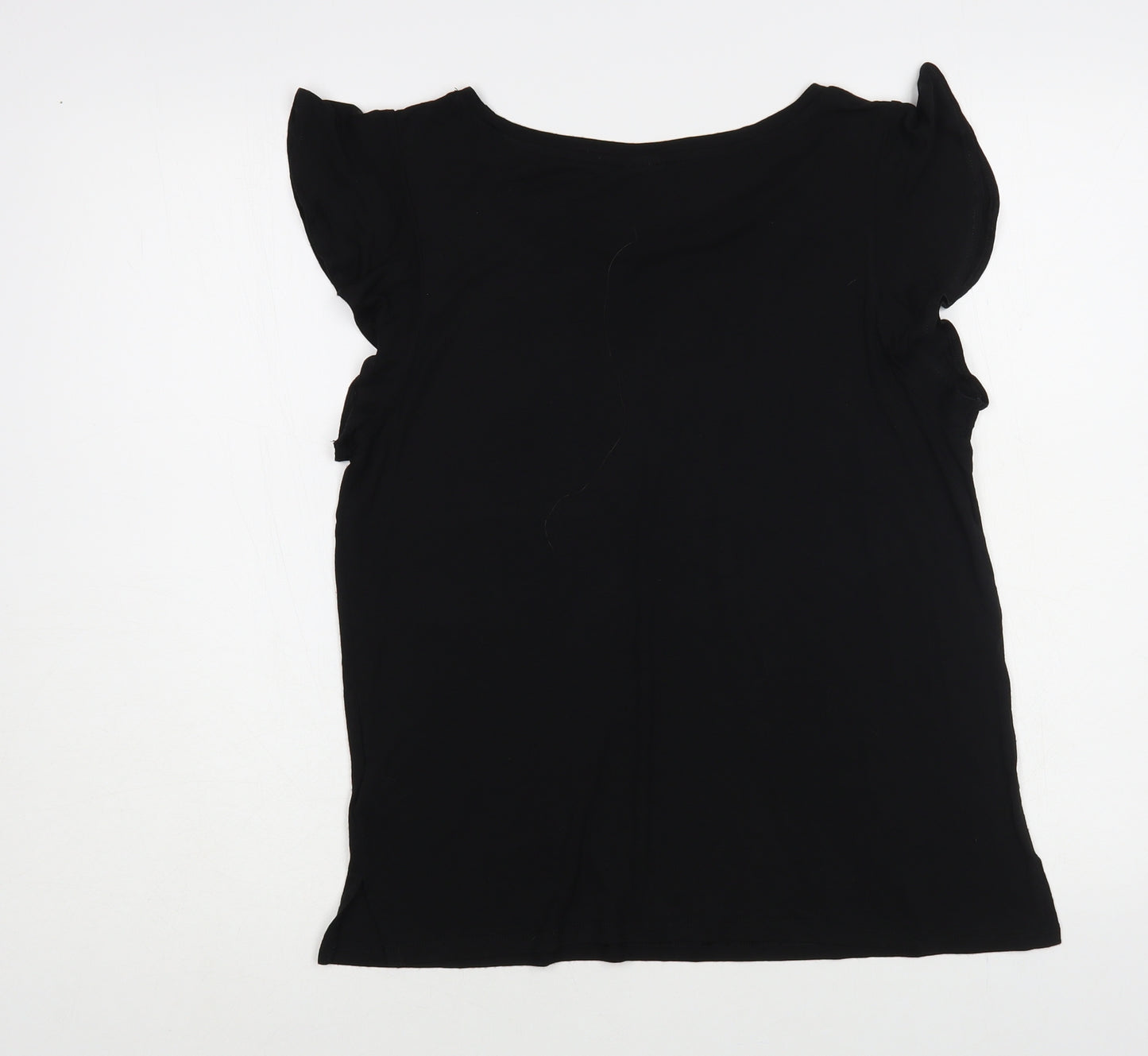 H&M Womens Black Viscose Basic T-Shirt Size M Boat Neck